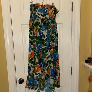 SHEIN Multicolor Floral High-Low Skirt